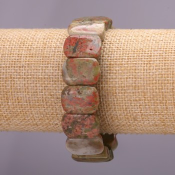 Браслет от яшма хелиопрот, ланка 13×18×6 мм на еластична основа, обиколка 18 см