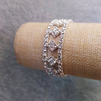 Браслет със кристали „шахматка“ двуреден еластичен обхват 17 см