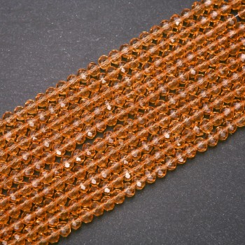 Мъниста чешки кристал прозрачно бурштинено „рондел“, диаметър 6×4,5 мм, нишка, дължина 38 см