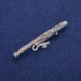 Брошка Фагот със сиви кристали 12×62 мм, сребърен метал
