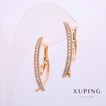 Обеци Xuping с бели камъни 3×28 мм Позлата 18К