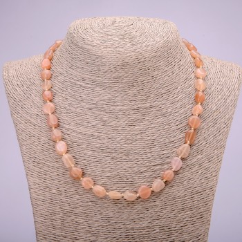 Намисто от естествен камък селенит — полирани мъниста, диаметър 7×9 мм (±), дължина 48 см