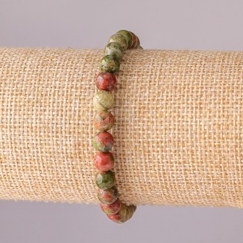 Гривна от яшма хелиотроп с еластичен шнур, гладък мънист, диаметър 6 мм, обиколка 18 см