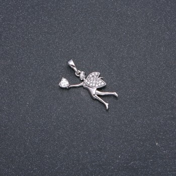 Кулон Xuping с родиево покритие и бял камък и кристали 27×22×17 мм +