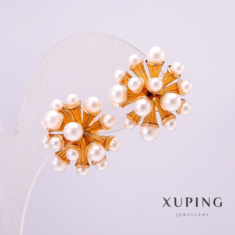 Обици Xuping позлата 18К с майорка перли 19х20 мм +