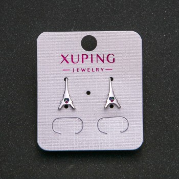 Овеци Xuping родий с разноцветни стрази 13×7 мм