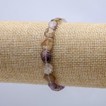 Гривна на еластична корда от естествен аметрин – галтови мъниста, диаметър 8×10 мм, обиколка 18 см +