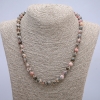 Ожерелие от естествен камък родохрозит, гладко топче, диаметър 6 мм, дължина 45 см +