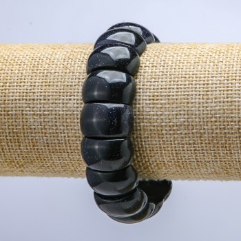 Браслет от авантюрин на еластична корда, гладка ланка 20×12 мм+