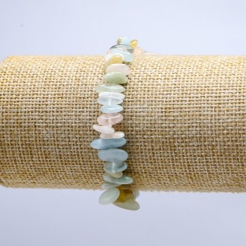 Гривна от морганит, естествен камък, галтована, диаметър 9×4 мм, дължина 18 см (еластична)