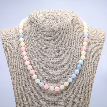 Огърлица от естествен морганит, диаметър 8 мм, дължина 45 см+