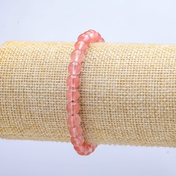 Браслет на ластик халцедон изкуствено гладко топче, диаметър 6(±)мм, дължина 18 см+