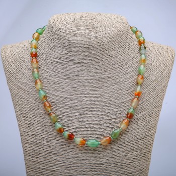 Огърлица от бразилски ахат барелова мъниста, диаметър 8×12 мм, дължина 45 см