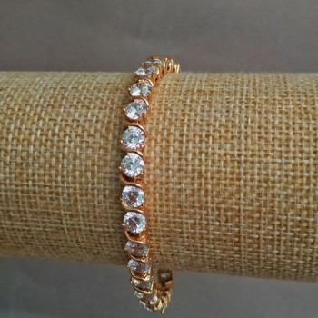 Браслет Xuping позлата 18K с бели кристали, дължина 18 см, дебелина 6 мм +