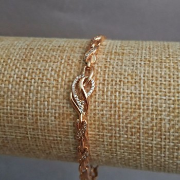 Гривна Xuping с позлата 18К и бели стрази, дължина 17–19 см, дебелина 4,6 мм +