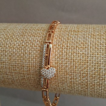 Гривна Xuping с позлата 18K и бели кристали, дължина 17–19 см, дебелина 4 мм +