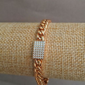 Гривна Xuping позлатяване 18K със бели кристали, дължина 17-18 см, дебелина 7 мм +