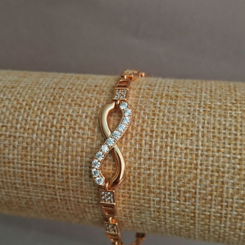 Браслет Xuping позлата 18K с бели стрази, дължина 17–19 см, дебелина 3,7 мм +