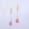 Обеци Xuping позлата 18К със салатово-малинови кристали Swarovski и бели кристали, дължина 46 мм +