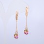 Обеци Xuping позлата 18К със салатово-малинови кристали Swarovski и бели кристали, дължина 46 мм +
