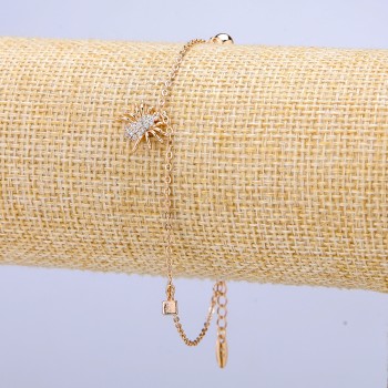 Гривна Xuping позлата 18К с бели кристали, дебелина 1 мм + -, дължина 18-21 см +