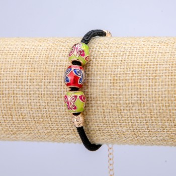 Гривна Xuping позлата 18К с мънисти във формата на пеперуди на шнур, дебелина 3 мм, диаметър 10 мм, дължина 18-22 см