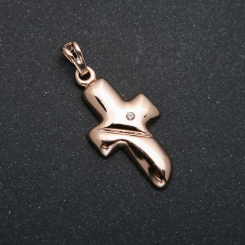 Кулон Xuping позлатяване 18К – кръст с бял страз, диаметър 35×14 мм +