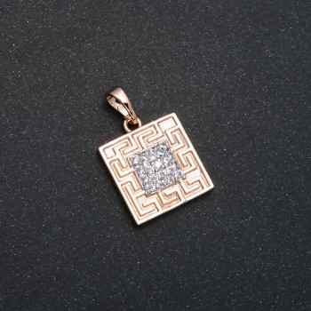 Медальон Xuping с позлатяване 18К със бели кристали, диаметър 23×15 мм +