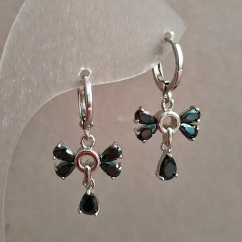 Обeци Xuping родий със черни кристали, диаметър 14 мм, дебелина 28 мм