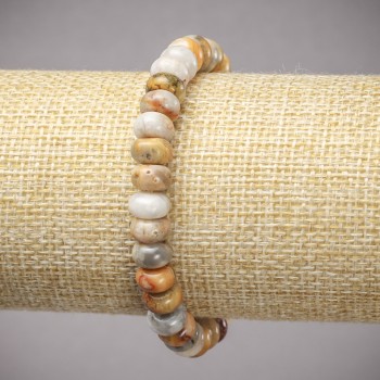 Гривна на ластик от естествен камък — морокански ахат, гладък рондел, диаметр 8×5 мм+-, дължина 18 см+