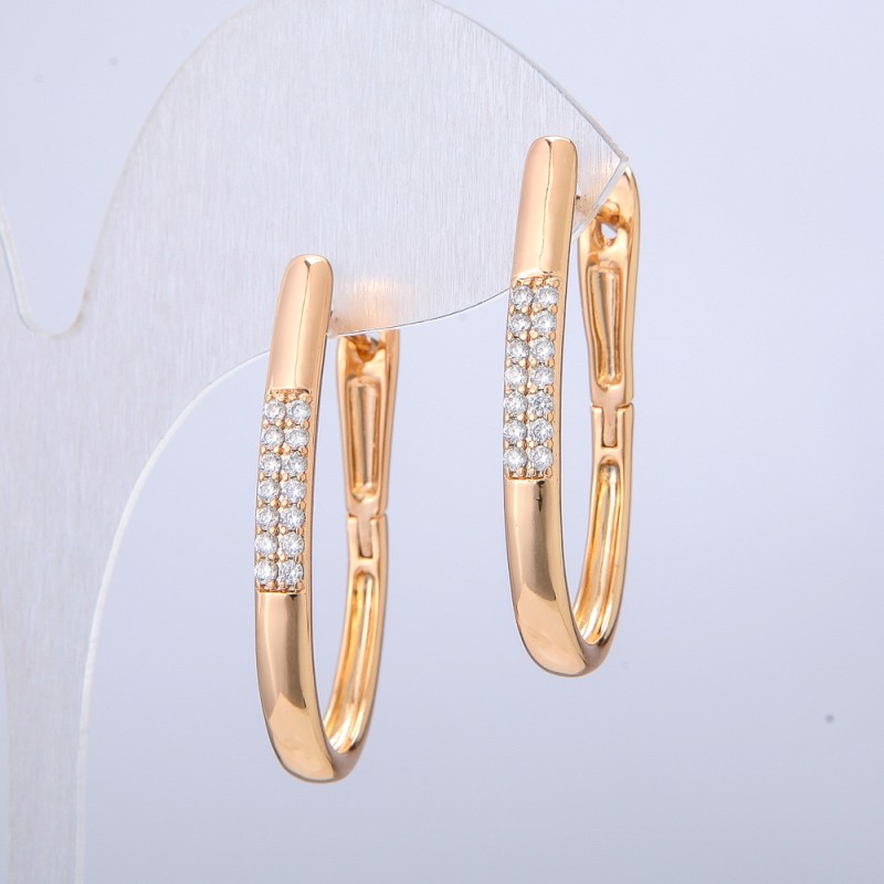 Оbeци Xuping позлата 18К със бели кристали, дължина 35 мм + -, дебелина 3,8 мм +