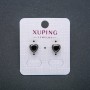 Обици пусети с форма на сърце Xuping, позлатени 18K с черен кристал, диаметър 8 мм