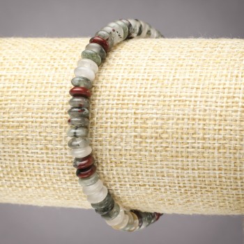 Гривна на еластична лента от естествен гелиотроп гладък рондел, диаметър 6×3 мм+