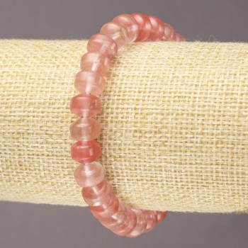 Браслет на ластик от естествен камък халцедон гладък рондел, диаметър 9×7 мм+