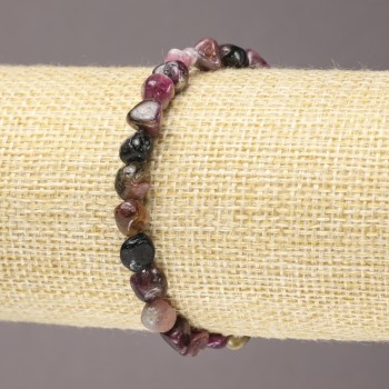 Браслет на ластик Турмалин галтови мъниста, диаметър около 7 мм