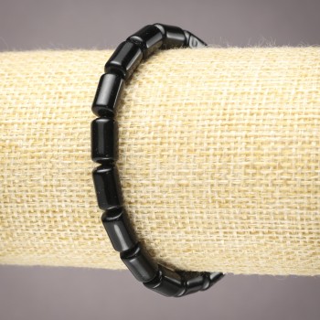 Браслет на еластична лента от агат (пресован) гладък цилиндър, диаметър 10×6 мм+