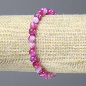 Гривна на ластик с малинов агат, гладка мъниста, диаметър 6 мм