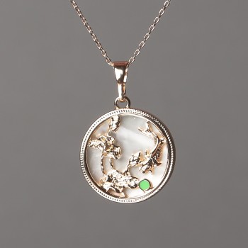 Верижка Xuping позлата 18K с висулка перламутър, зелена емайл 15 мм + -, дебелина 0,5 мм + -, дължина 48 см +