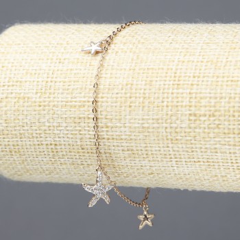 Гривна Xuping позлатена 18К с бели кристали, дебелина 1,5 мм, дължина 18–20 см