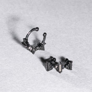 Каф Xuping Черен родий с черни стрази и черни кристали 5х12мм +