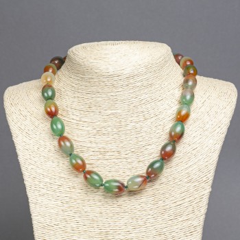 Огърлица от бразилски ахат на конец, гладък овал, диаметър 16×12 мм, дължина 45 см