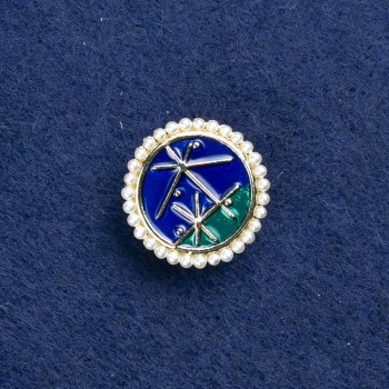 Брошка «Съзвездие» златист метал, емал и мъниста 18 мм +