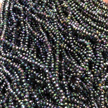 Намистини от чешки кристал на конец със бензиново напыление, граниран рондел, диаметър 3×2,5 мм, дължина 36 см