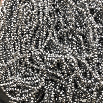 Мъниста Чешки кристал на конец със светлосиво покритие, гранован рондел, диаметър 3×2,5 мм + -, дължина 36 см +