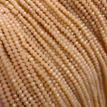 Мънисти от чешки кристал на конец, пудрови матови рондели, диаметър 3х2,5 мм, дължина 36-38 см
