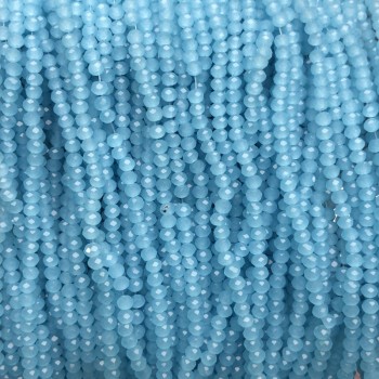 Мънисти от чешки кристал на конец небесно матови грановани рондели, диаметър 3×2,5 мм, дължина 36–38 см