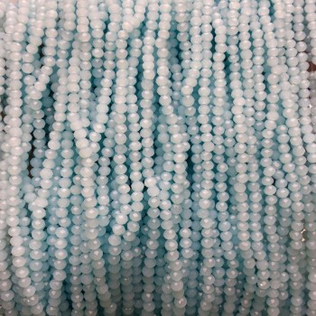 Мъниста от чешки кристал на конец, бледо лилави матови грановани рондели, диаметър 3х2,5 мм, дължина 36-38 см +