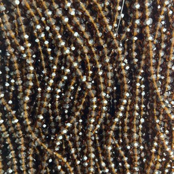 Мъниста от чешки кристал на конец - кафяви, прозрачно гранован рондел, диаметър 3,5×3 мм, дължина 32 см