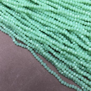 Ментово зелени матови грановани рондели на конец, диаметър 3×2,5 мм, дължина 36–38 см +