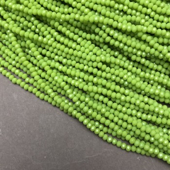 Мъниста от чешки кристал на конец, лаймова матова рондел, диаметър 3×2,5 мм, дължина 36–38 см